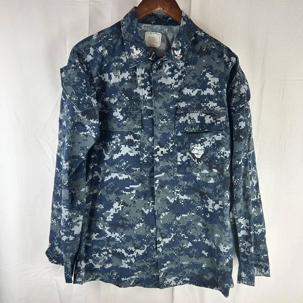 US Navy NWU‎ Type I Uniform Set Mens ST Blue Digital Camo Shirt Cargo Pants
